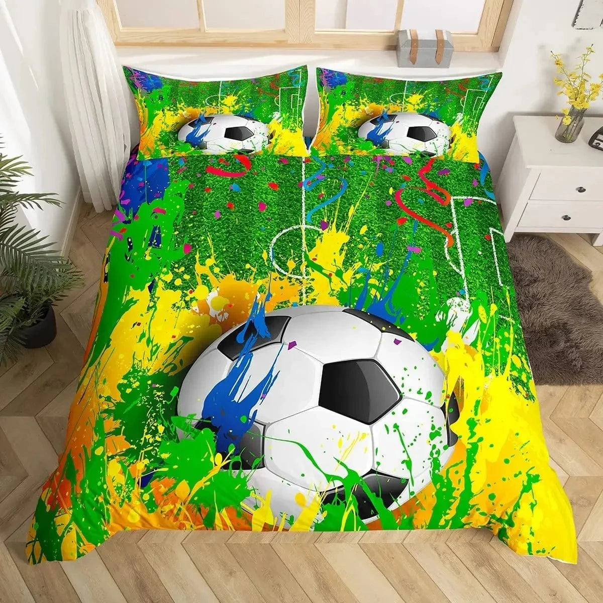 16 / 200x200cm 3pcs parure de lit football