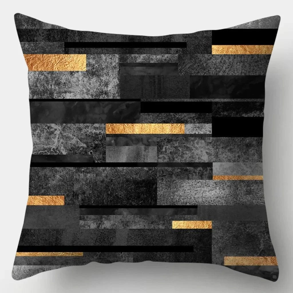 2 / 60x60cm housse de coussin "noir et or"