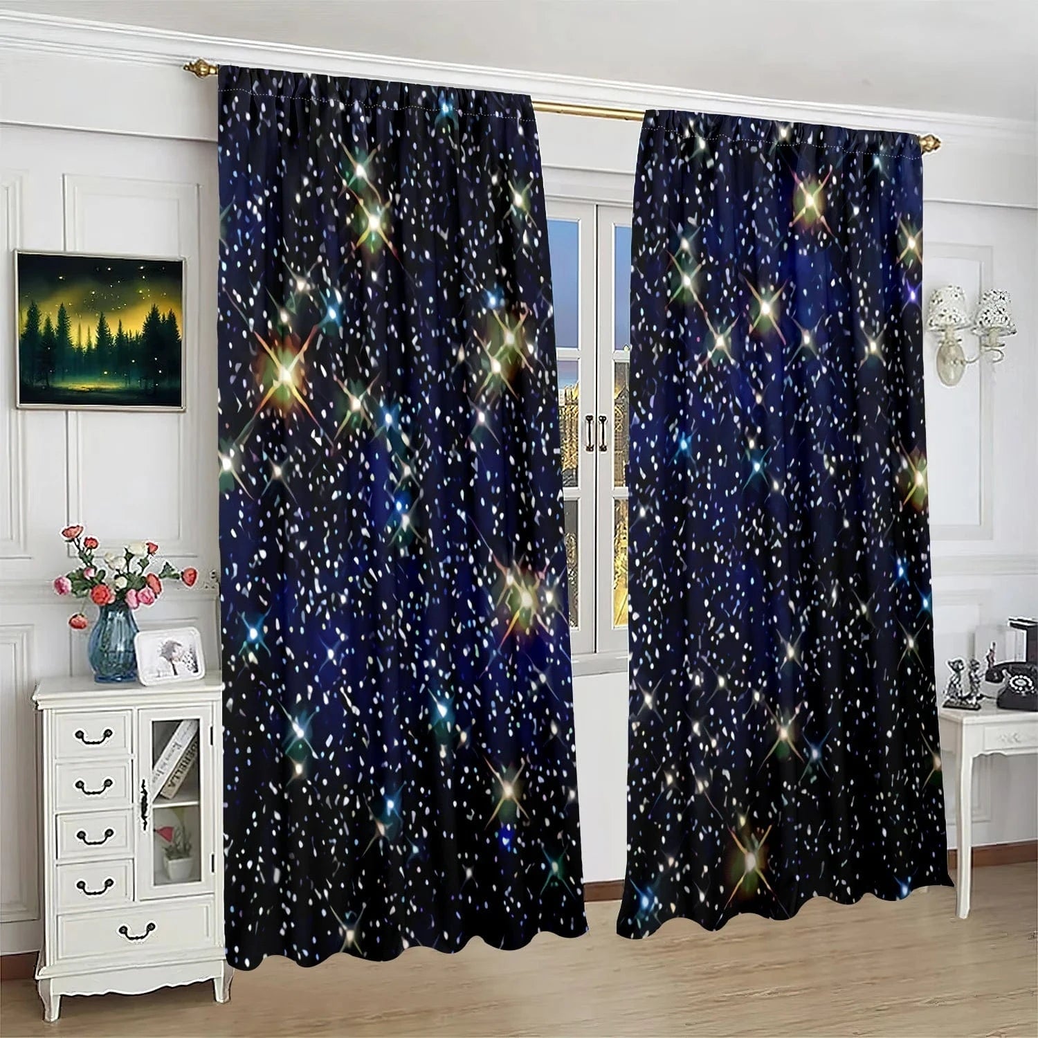 30inchx65inchx2Pcs rideaux étoilés hubble