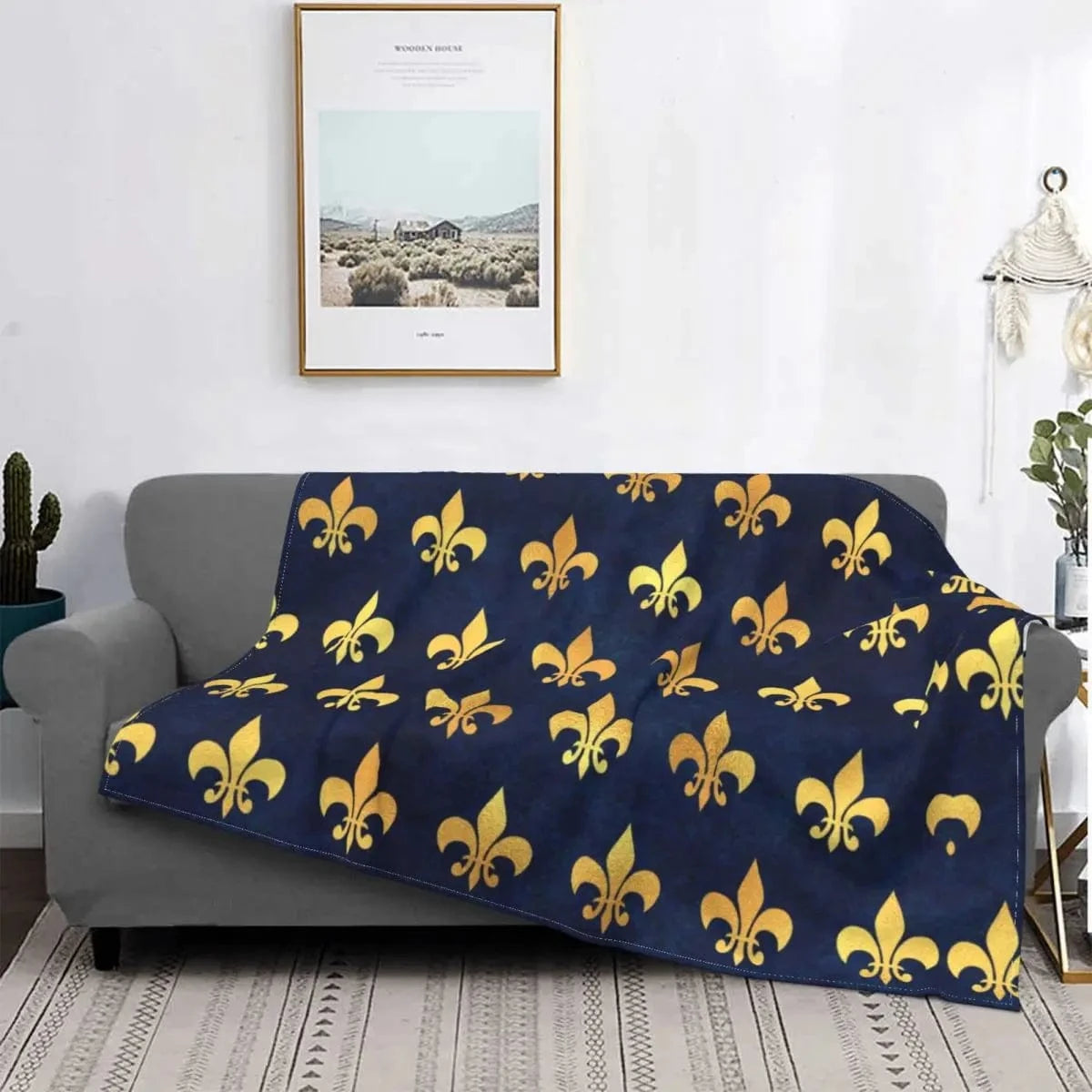 8 / 150x200cm plaid fleur de lys