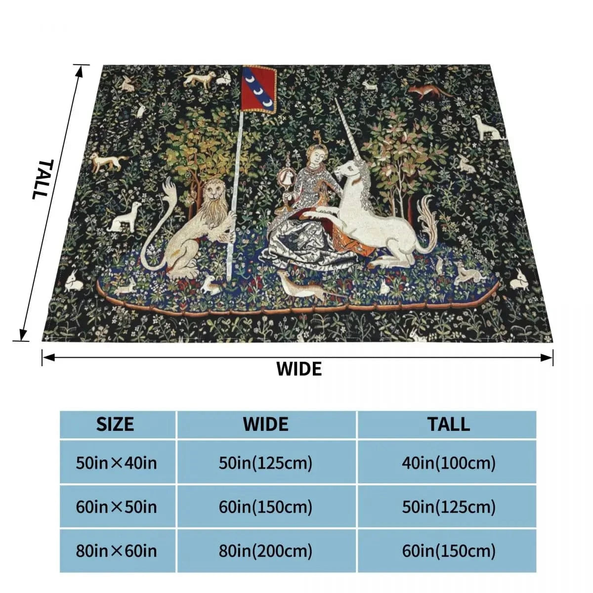 as the picture shows / 75x100cm 30x40in la femme et la licorne