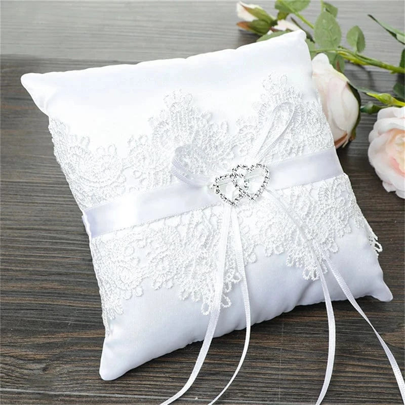 blanc / 15x15cm coussin pour les alliances mariage