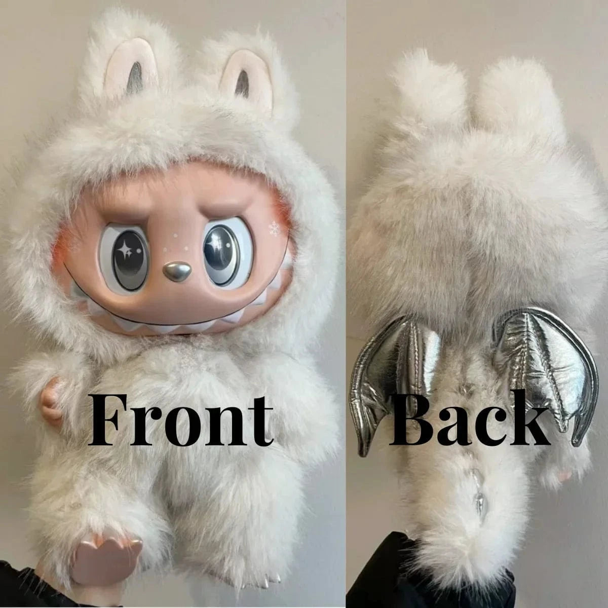 blanc réplique monstre labubu 38cm