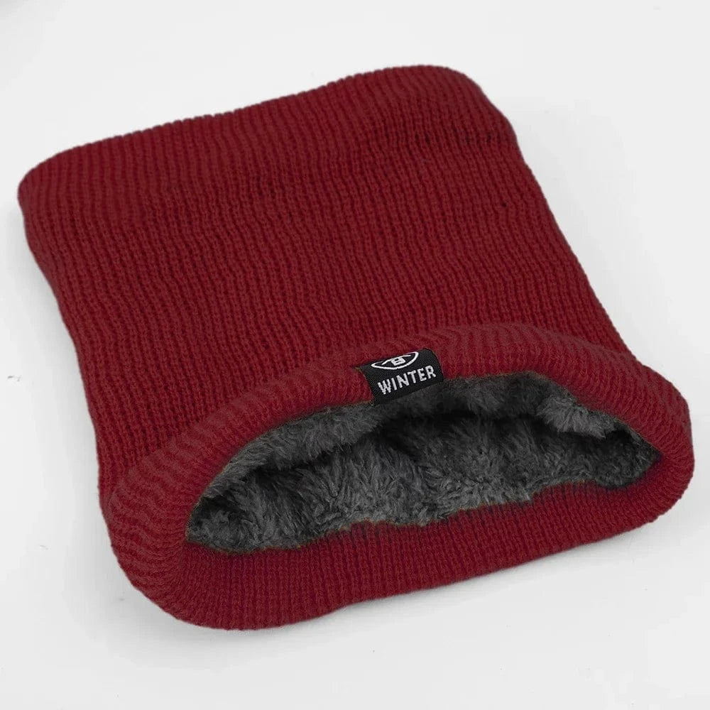 Burgundy / One Size cache cou en laine