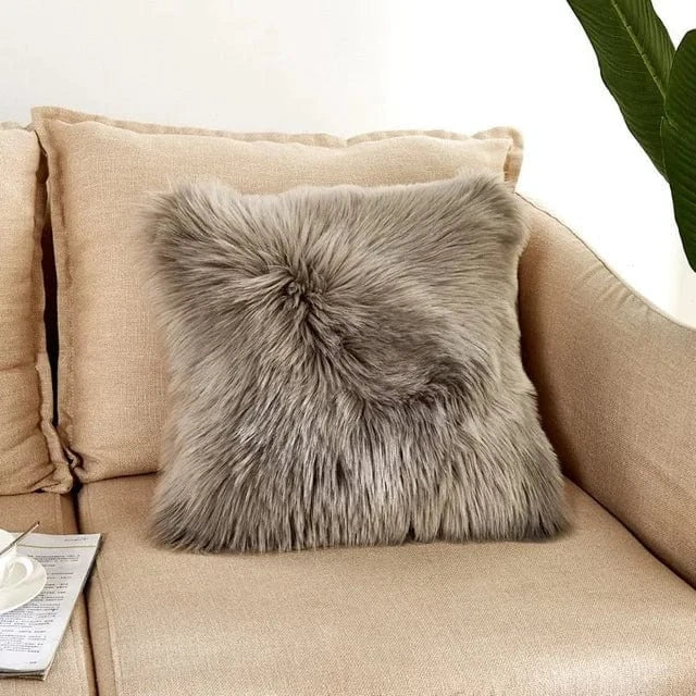Dark Gray / 400mm*400mm housse de coussin en fausse fourrure
