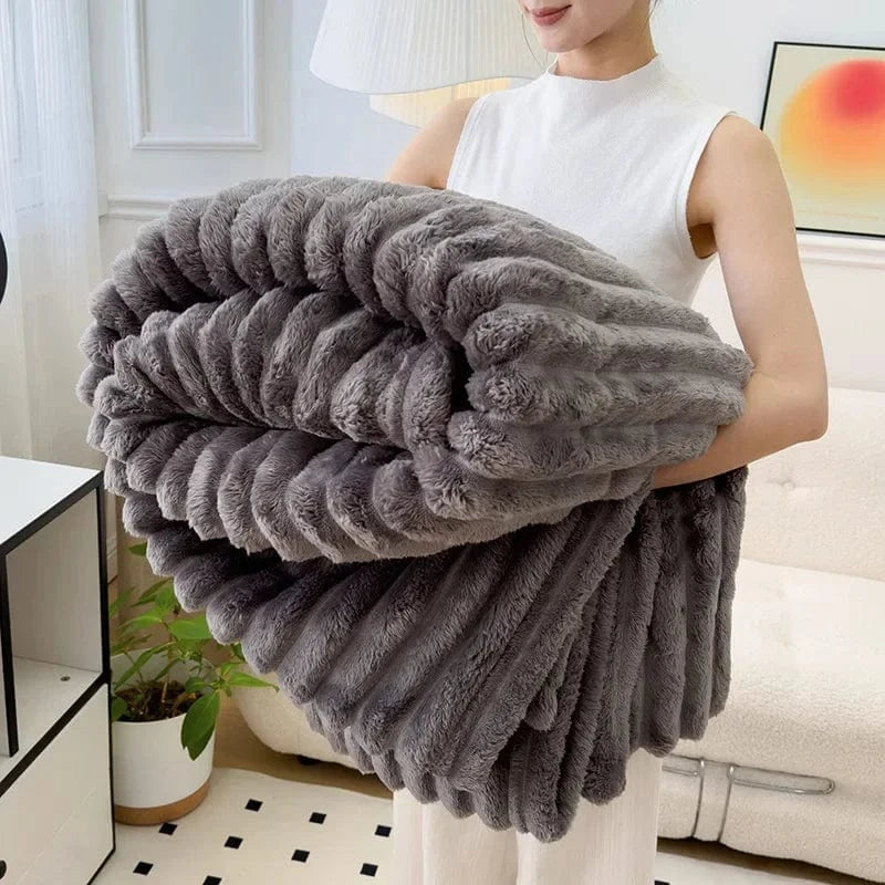 gris foncé / 120x200cm plaid"lapin"