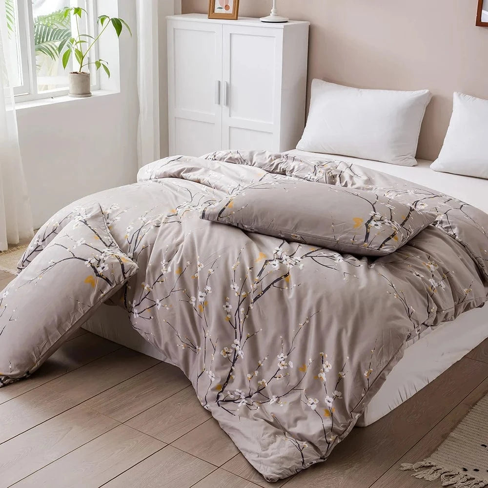 gris / single 2 pcs parure de lit "florale"