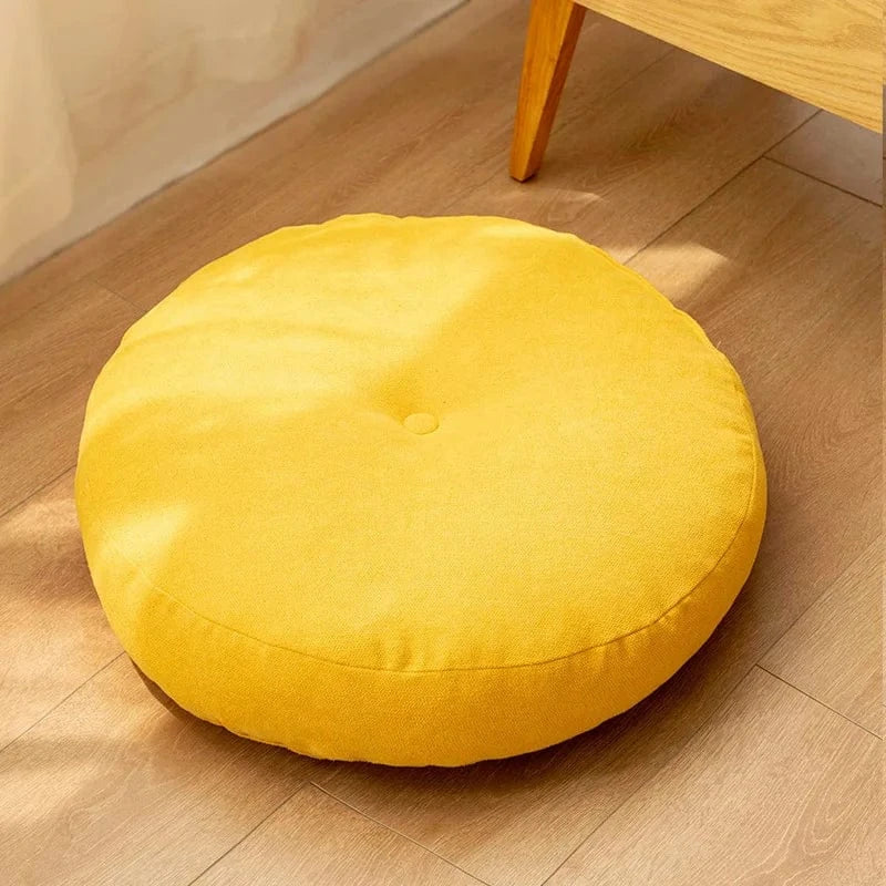 jaune / 42cm coussins de sol ronds