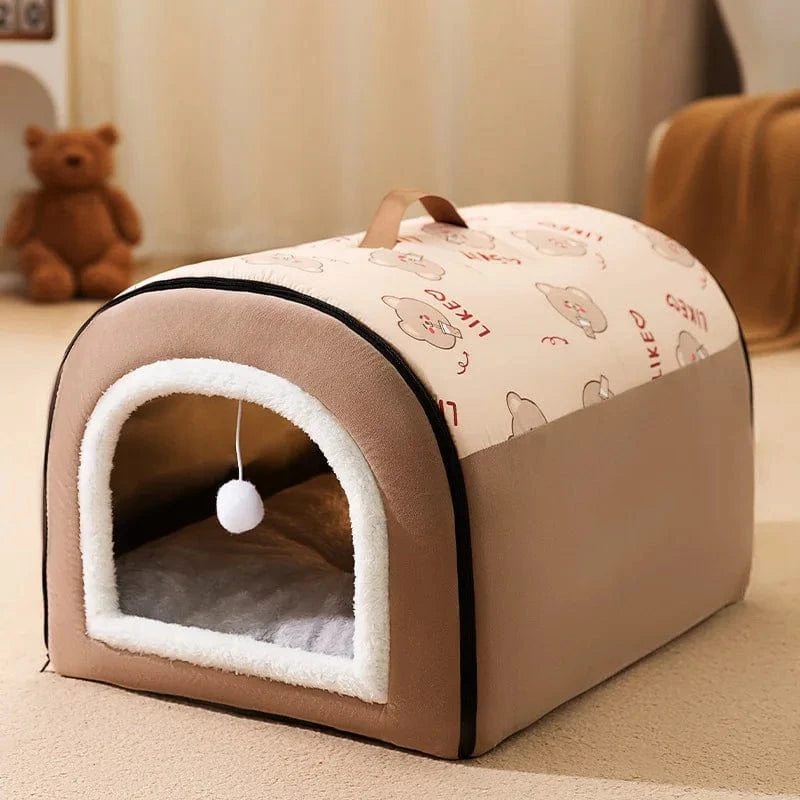 marron / XXL-75x50x50cm panier chaud pour chien