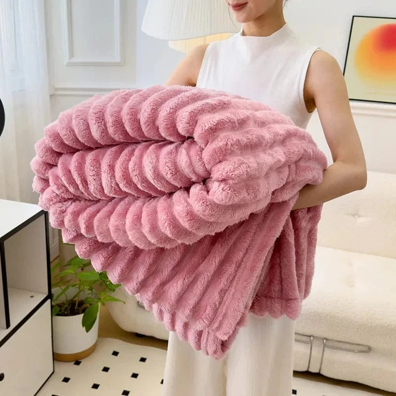 rose / 200x230cm plaid"lapin"