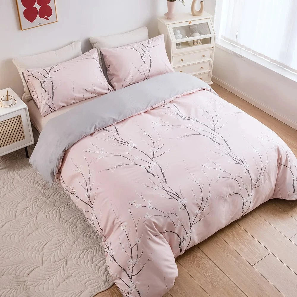 rose / single 2 pcs parure de lit "florale"