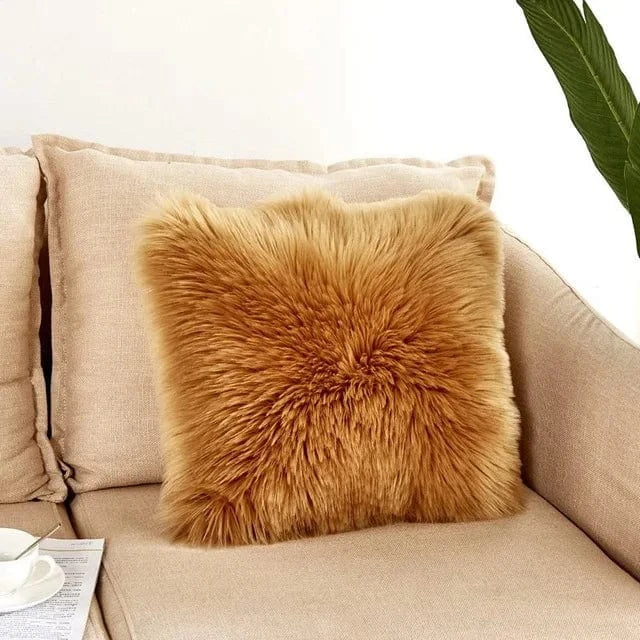 Yellow / 400mm*400mm housse de coussin en fausse fourrure