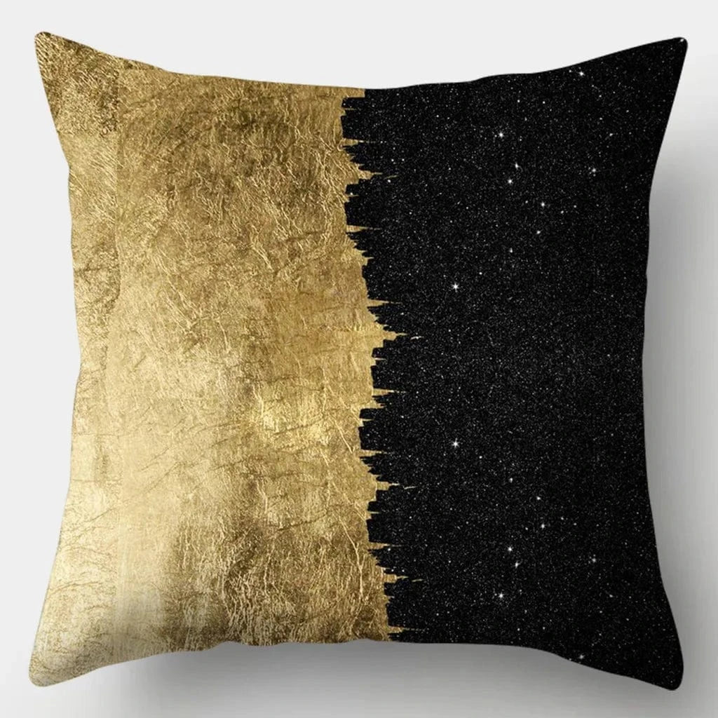 10 / 60x60cm housse de coussin "noir et or"