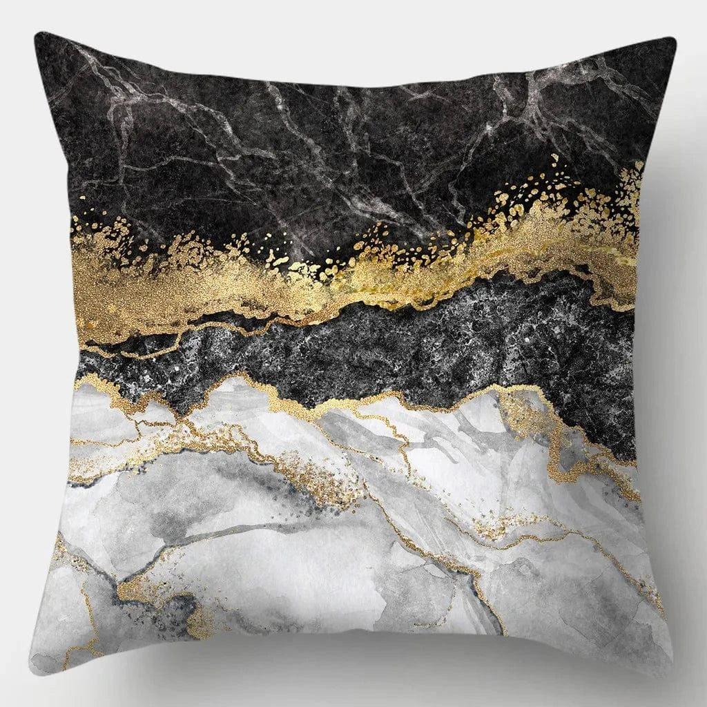 15 / 60x60cm housse de coussin "noir et or"
