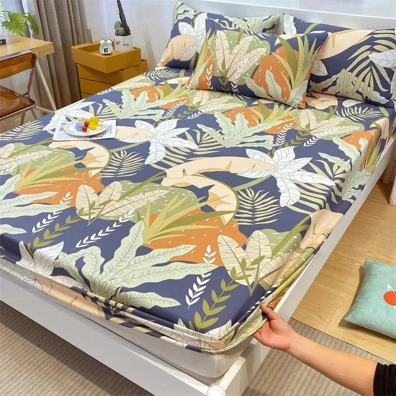 34 / 180x200cm  1 pièce Drap housse 100% coton imprimé  180X200