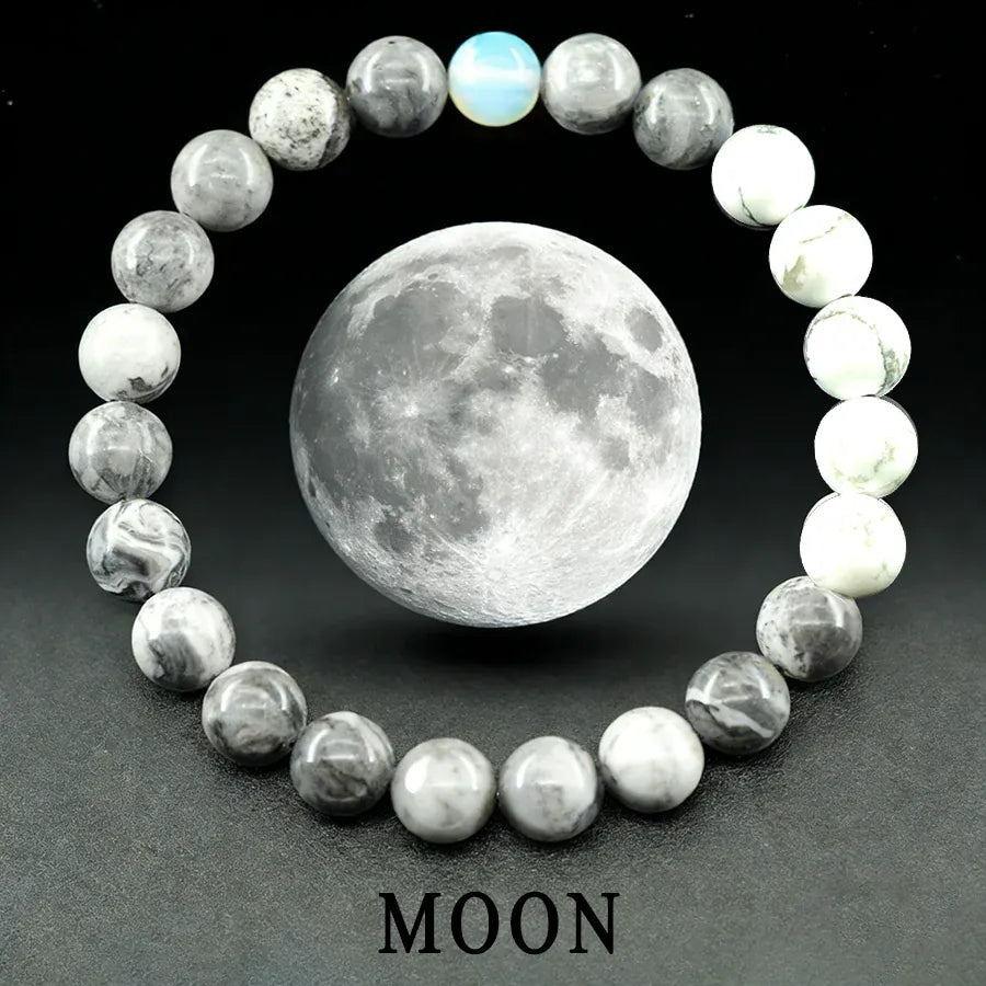 5 Moon / 21cm(8.27inch) / 8 mm Beads bracelets planetes