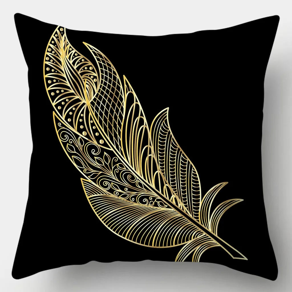 housse de coussin "noir et or"