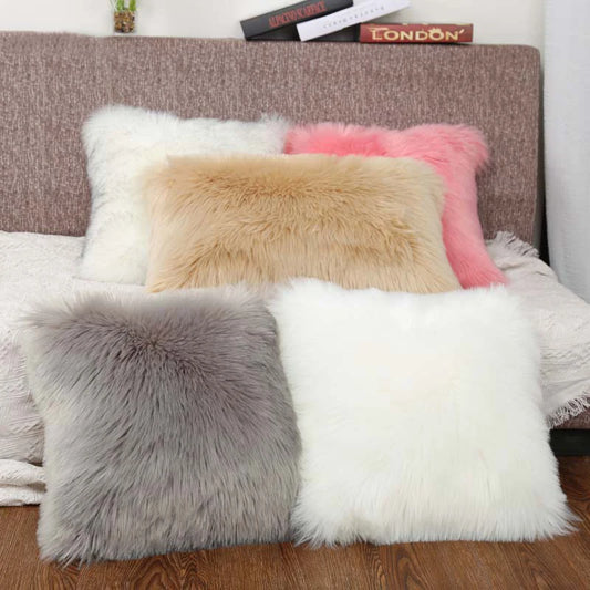 housse de coussin en fausse fourrure