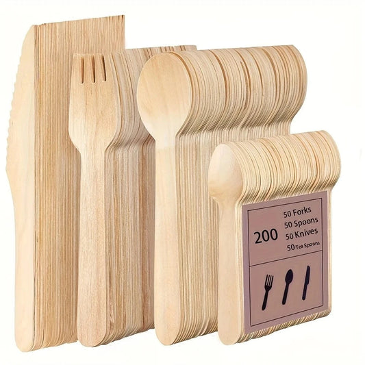 Beige 200 couverts en bambou