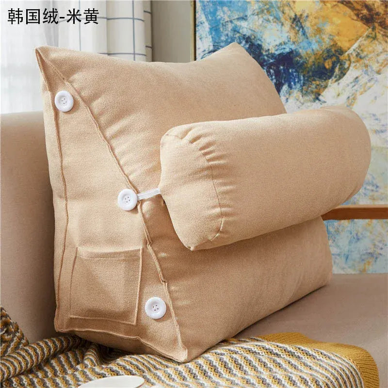 Beige Yellow / 45x25x50cm coussin de lecture triangulaire