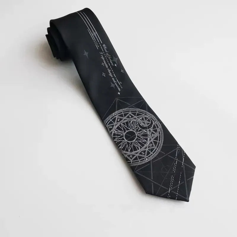black cravate jacquard constellation