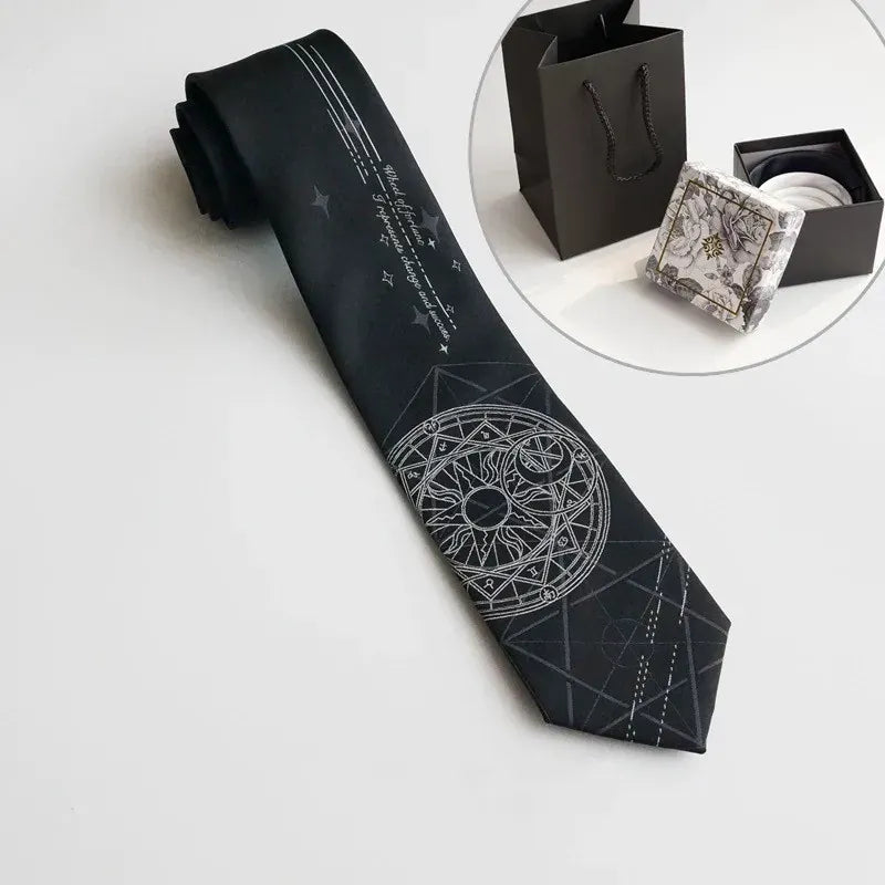 black cravate jacquard constellation
