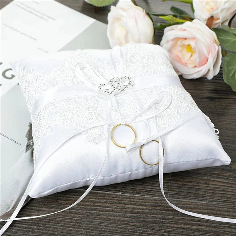 blanc / 15x15cm coussin pour les alliances mariage