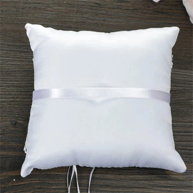 blanc / 15x15cm coussin pour les alliances mariage