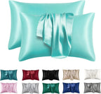 bleu ciel / 50x91cm taie d'oreiller satin 2 pièces