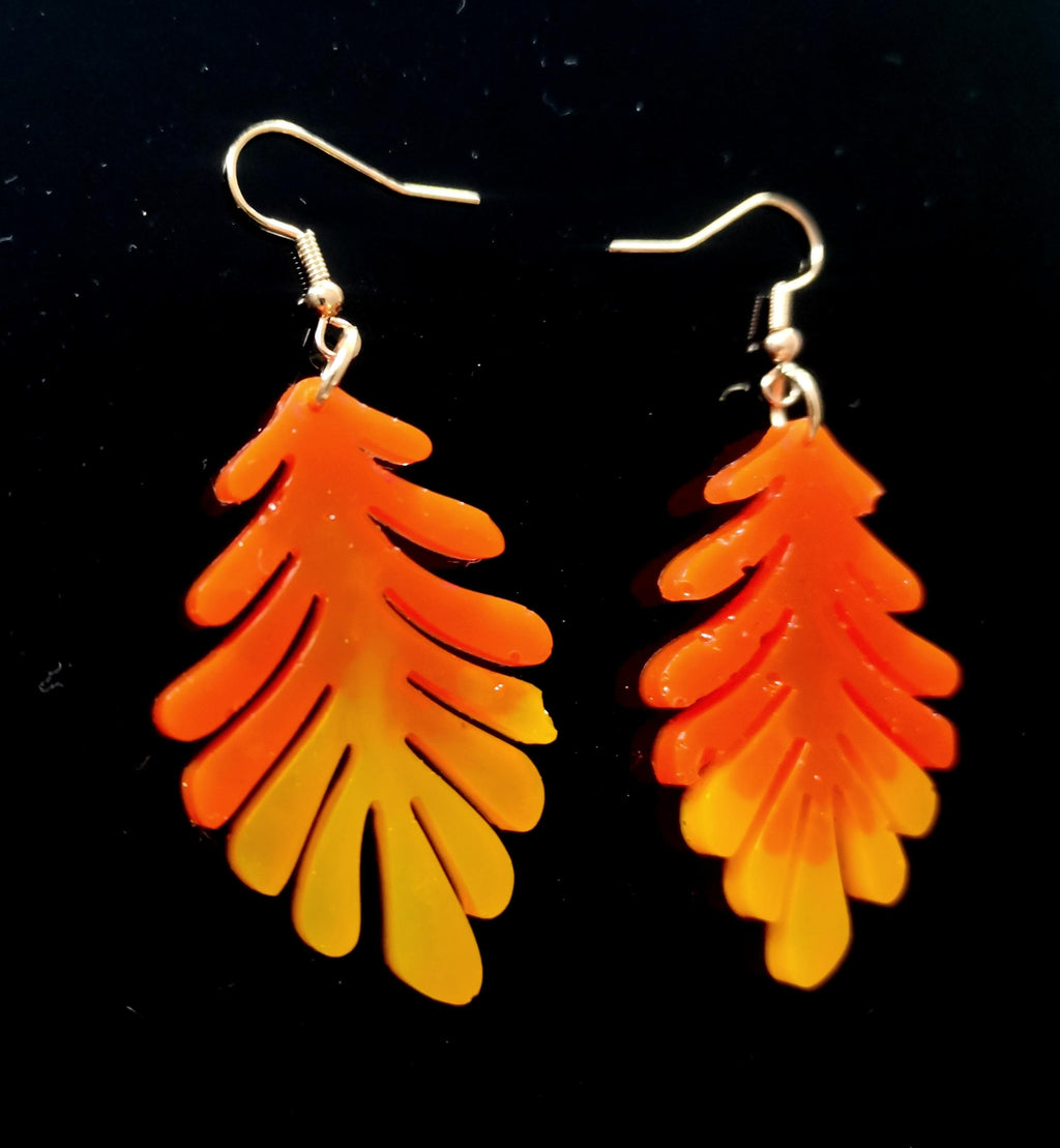 Boucles d’oreilles Boucles d’oreilles Feuillage Solaire orange et jaune