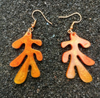 Boucles d'oreilles Boucles d'oreilles feuille en résine époxy orange et jaune - pièce unique