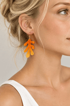 Boucles d'oreilles Boucles d'oreilles feuille en résine époxy orange et jaune - pièce unique