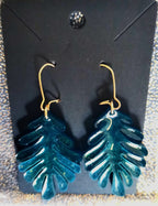 Boucles d’oreilles Boucles d’oreilles feuilles bleu pétrole