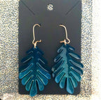 Boucles d’oreilles Boucles d’oreilles feuilles bleu pétrole