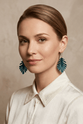 Boucles d’oreilles Boucles d’oreilles feuilles bleu pétrole