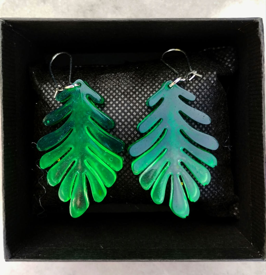 Boucles d’oreilles Boucles d’oreilles Feuilles Tropicales Vert Émeraude