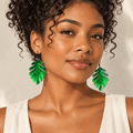 Boucles d’oreilles Boucles d’oreilles Feuilles Tropicales Vert Émeraude
