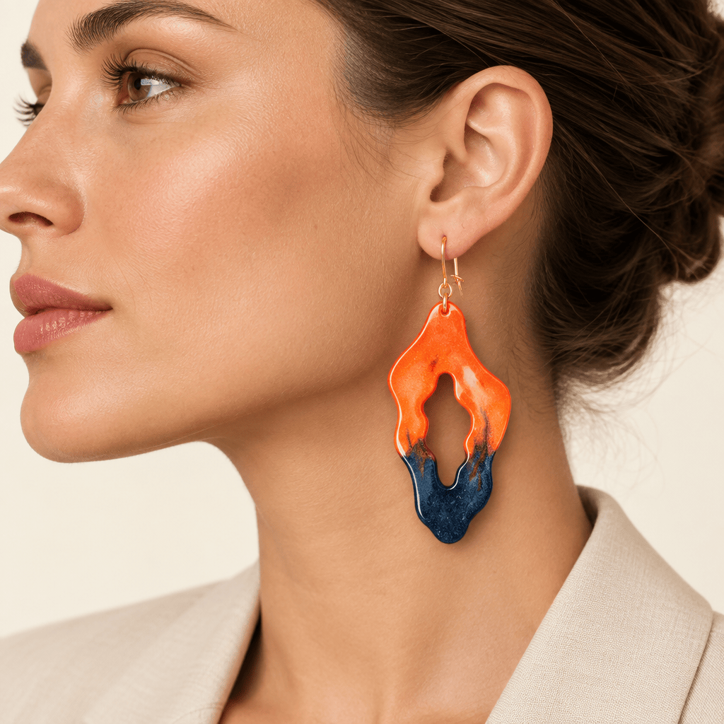 Boucles d’oreilles Boucles d’oreilles Flamme en résine époxy – pièce unique