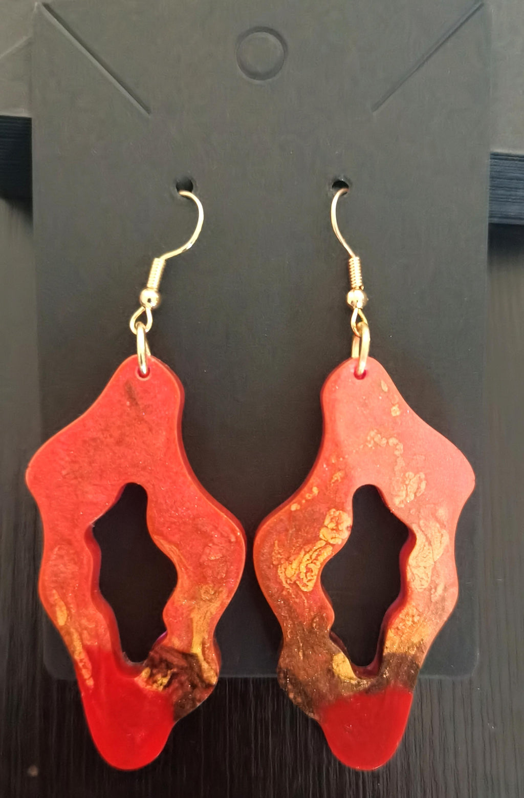 Boucles d'oreilles Boucles d'oreilles flamme rouge et or