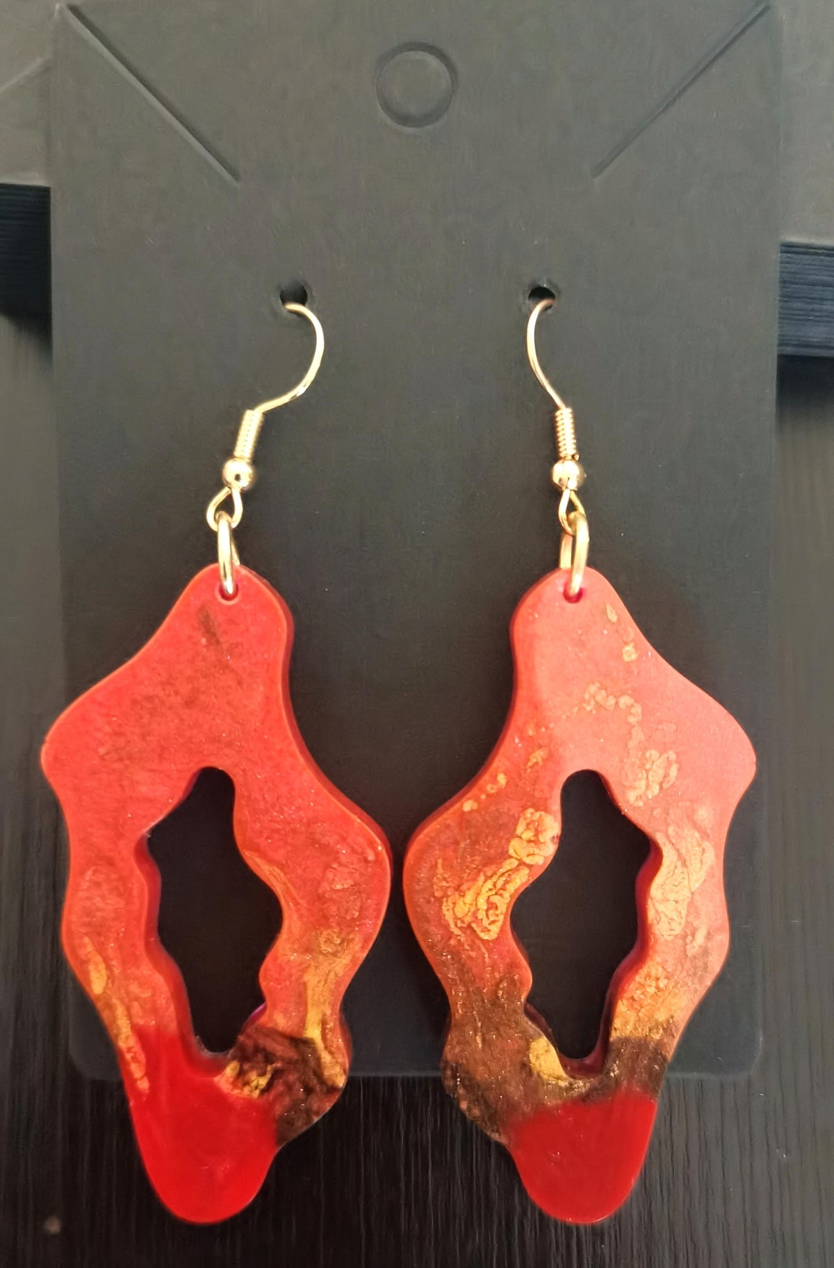 Boucles d'oreilles Boucles d'oreilles flamme rouge et or