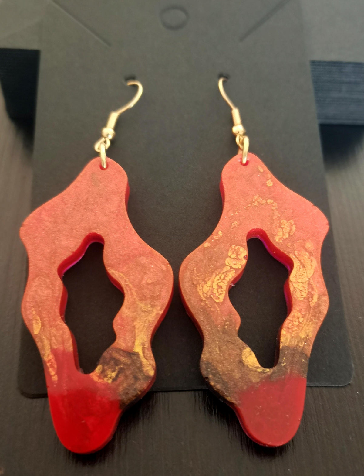 Boucles d'oreilles Boucles d'oreilles flamme rouge et or
