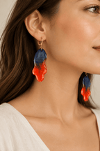 Boucles d’oreilles Boucles d’oreilles uniques en résine époxy bleu nuit et rouge
