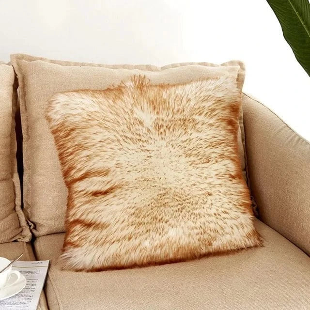 Brown / 400mm*400mm housse de coussin en fausse fourrure