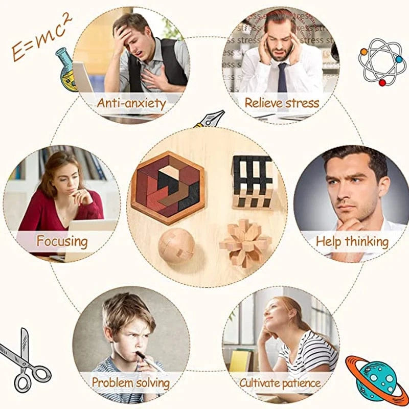 casse tete en bois ( 3 pieces)