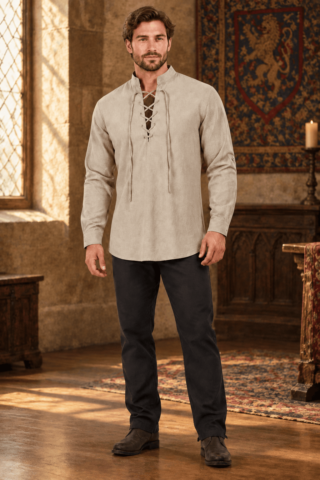 Chemise Médiéval à Lacet