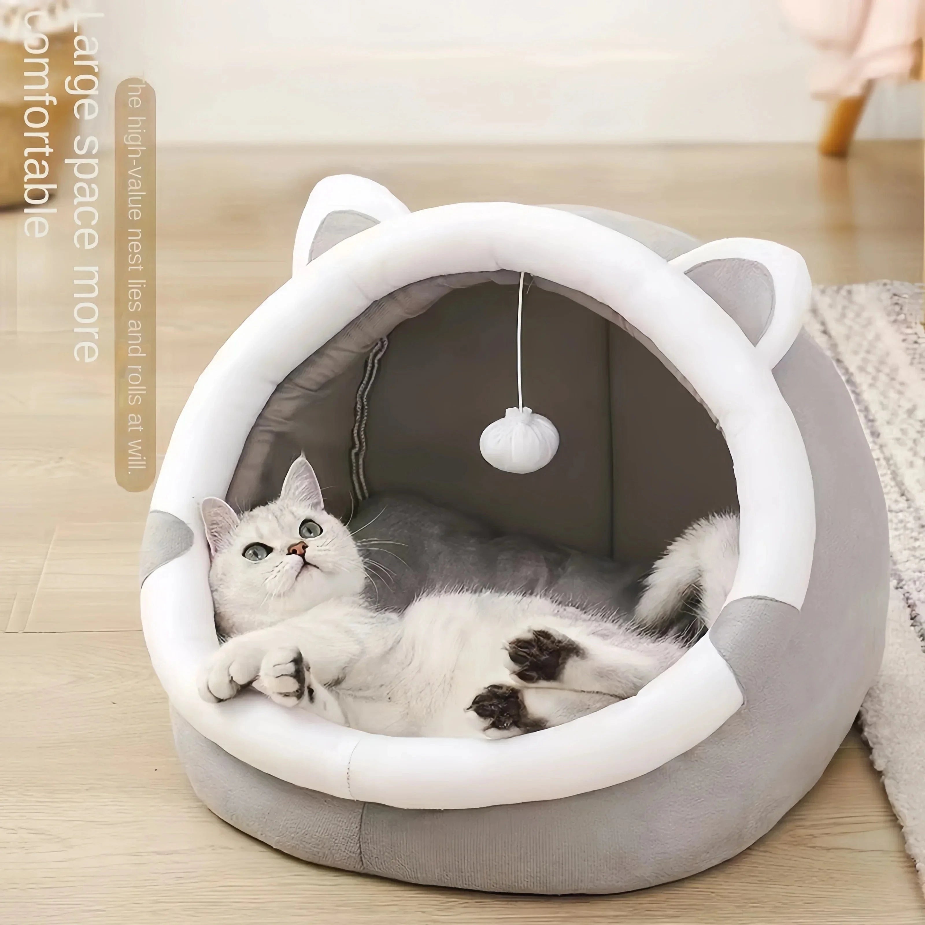 gris / 30x30x28cm lit rond pour chat