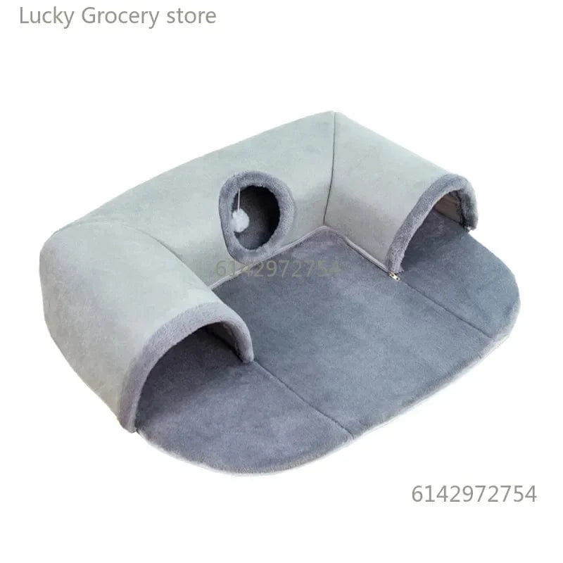 gris / S 55x75cm / france lit tunnel pour chat