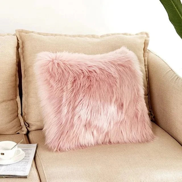 Light Pink / 500mm*500mm housse de coussin en fausse fourrure