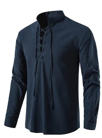 Navy blue / S Chemise Médiéval à Lacet