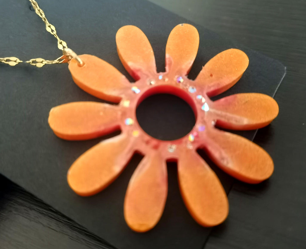 Pendentif Pendentif fleur orange et rouge